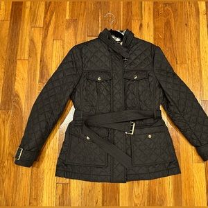 Burberry London Diamond Quilted Women's Black Jacket with belt Large L